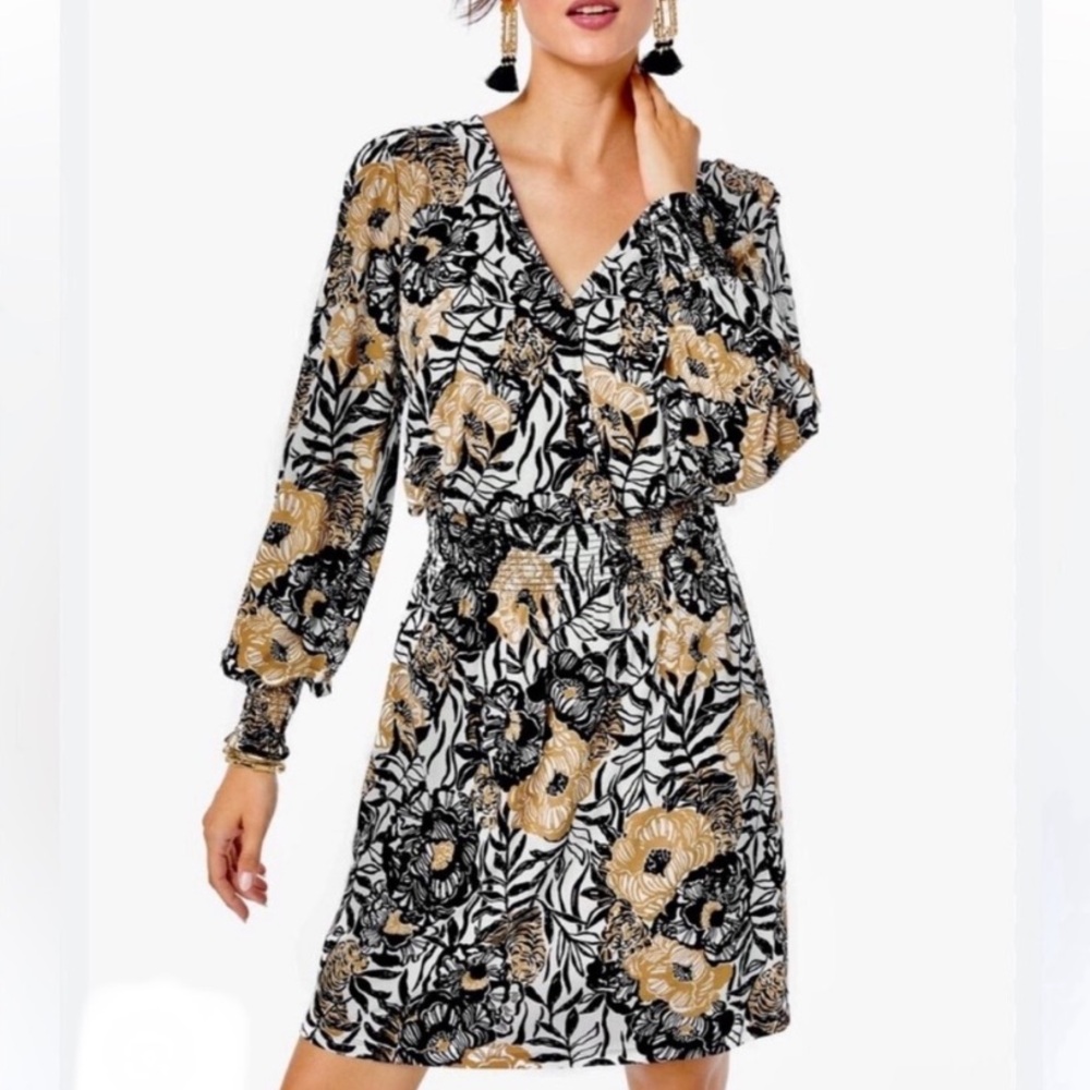 Lilly Pulitzer Black and Gold Floral Dress